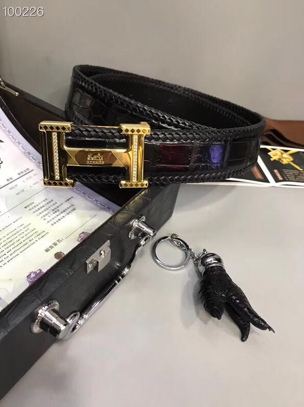 HERMES皮帶 A級進口鱷魚編織肚皮 全手工編織 高品質 愛馬仕男腰帶  hgh1939